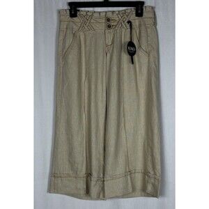 4 For $20 XOXO Women’s Size 0 100% Linen Culottes Capri Pants Tan
